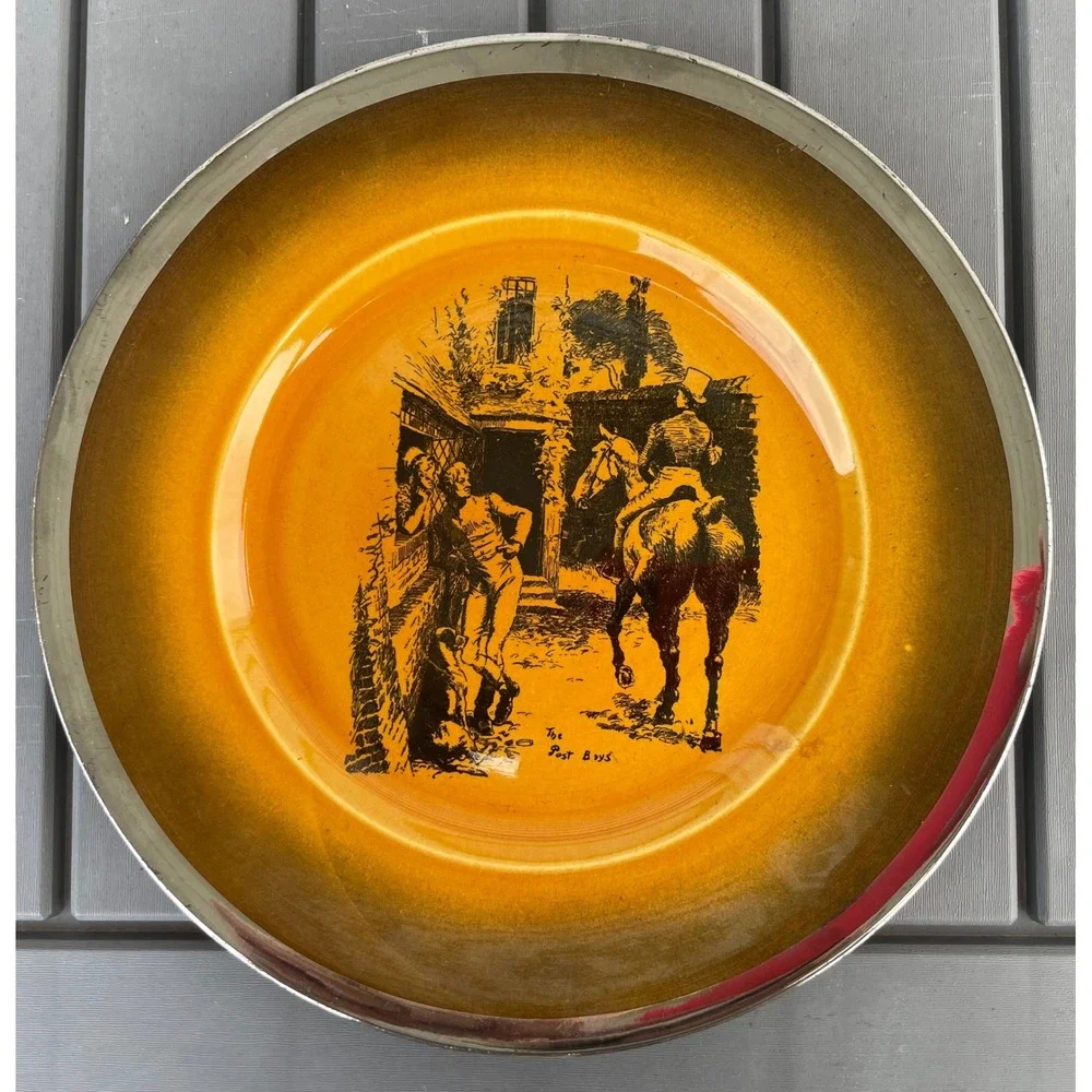 Ridgways Coaching Days & Coaching Ways The Post Boys Plate 9in Amber Gold Silver